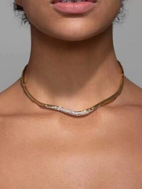 Nwt Elegant Gold Crystal Accent Choker Necklace Alexis Bittar Inspired